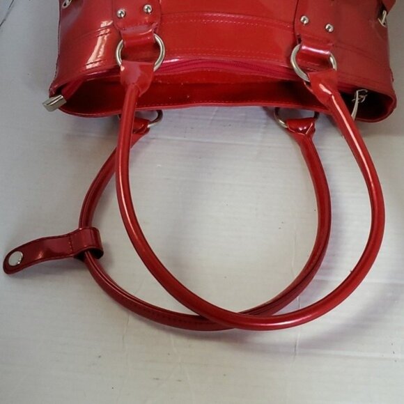 Beijo Head Over Heels Red Patent Leather Bag Tote Shoulder Handbag Purse Women's - Picture 9 of 16